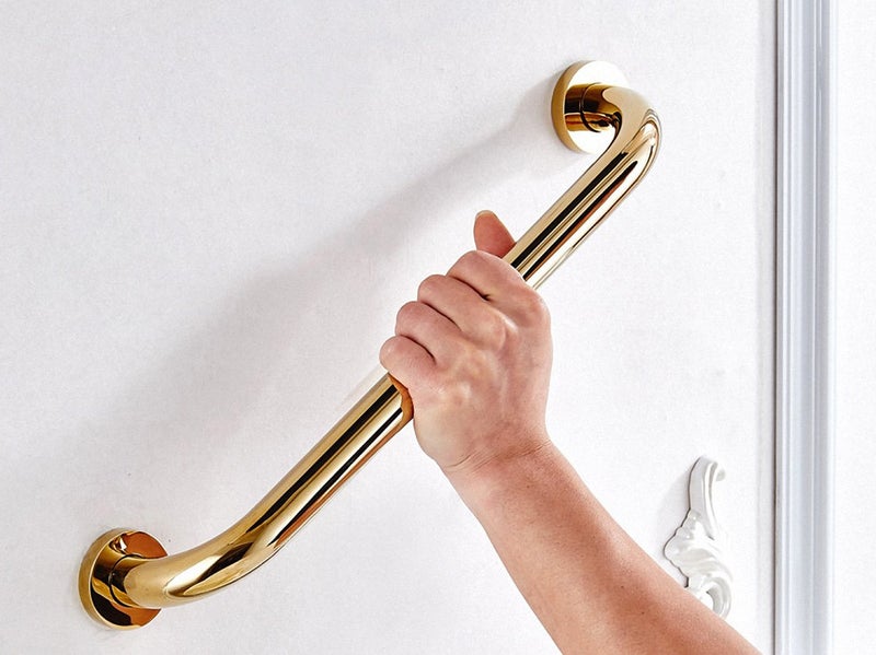700Brass 14-Inch Grab Bar for Hotel/Motel/Home Shower Safety, Solid Brass, Polished Gold, Heavy-Duty Construction Armrest, Bathroom Bathtub Handrail - Image 1